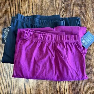 NWT Woman Within 2 Pairs Of Pull On Pants Size 4X 34/36 Black Maroon Pockets
